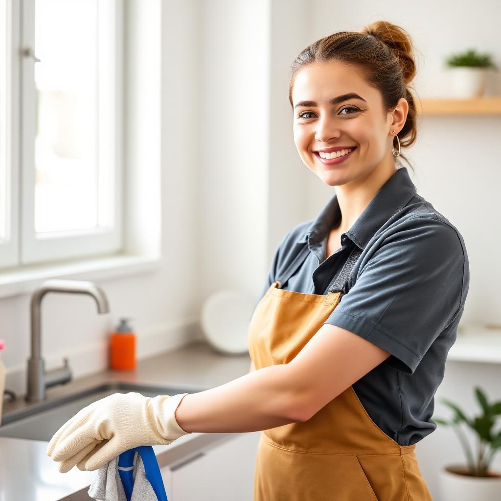 Professional cleaner working carefully in a Jacksonville home